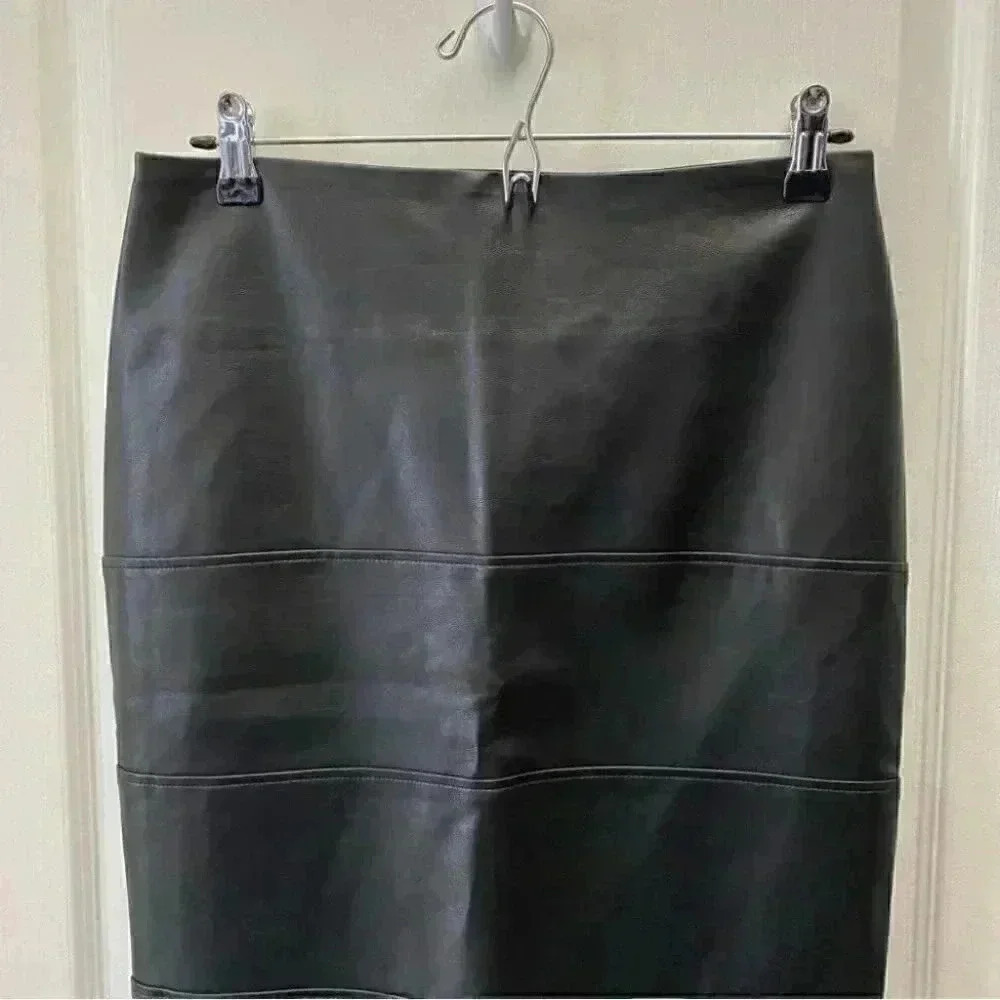 Reitman’s Black Faux Leather Pencil Skirt High Waisted Size 4 - Picture 7 of 16
